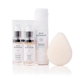Rose-infused double cleanse set with facial oil and cleansing balm for a gentle, nourishing skincare routine.