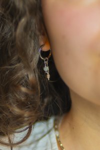 Oorbellen Fira morganiet en amethyst, zilver of goud roestvrijstaal