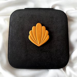 Black Shell Square Travel Jewelry Box