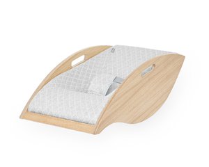 Babywippe Eiche, Stoff grau