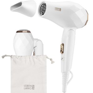 LEBENLANG travel hairdryer foldable small - dual voltage & includes travel bag with styling nozzle I travel hairdryer small strong & hairdryer quiet I hairdryer small Travel Hair Dryer travel hairdryer small hairdryer hairdryer