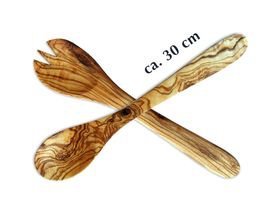 Salatbesteck aus Olivenholz 30 cm