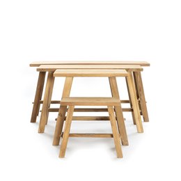 Ganesja small teakwooden stool 37x16xH:30 cm natural beauty