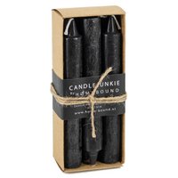 Box with 6 short black dinner candles