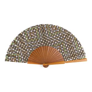 Silk folding hand fan islamic art inspired Hub