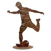 Fußballer Spieler mit Ball | Dekoration Figur aus Metall Rost |