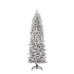  Tall, slender, frosted green artificial Christmas tree, perfect for holiday decor.