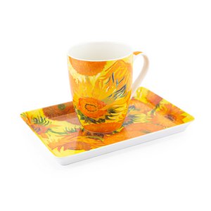 Set: Becher & Tablett, Sonnenblumen, Van Gogh