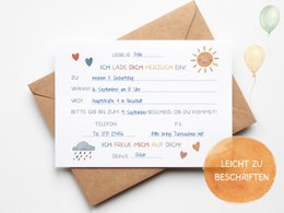 Regenboog uitnodigingskaart kinderfeestje of uitnodiging voor doop, communie, vormsel of jeugdwijding om de envelop in te vullen