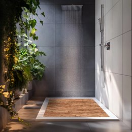  Rectangular shower mat made from natural birch bark in two sizes, approximately 50x60cm and 60x70cm.