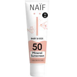  Naïf Mineral Sunscreen for Baby & Kids Factor 50 30ML - A gentle, mineral-based sunscreen for babies and children with SPF 50 protection. Provides broad-spectrum UVA/UVB coverage in a water-resistant formula.