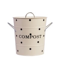 Beige compost bin with black dots 21x19 cm