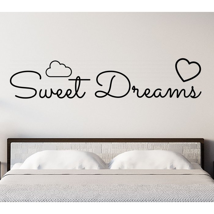 Stickerheld - Muursticker Sweet dreams - Slaapkamer - Droom zacht - Slaap lekker - Teksten - Mat Zwart - 37.1x175cm via de groothandel | Orderchamp