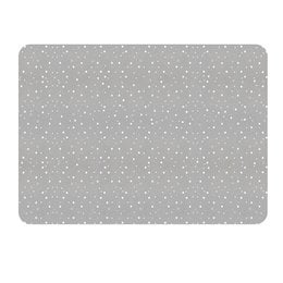 A set of gray silicone placemats with a dotted pattern, suitable for use on a table. The placemats are designed to keep the table clean and tidy during meals.