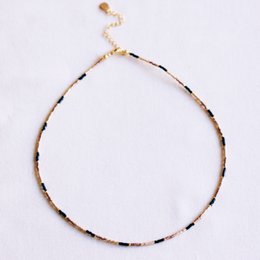 Miyuki necklace – bronze/black/gold-plated