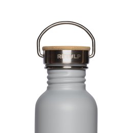 Butelka do picia ze stali nierdzewnej, zakrętka bambusowa, trzonek 500 ml SZARY