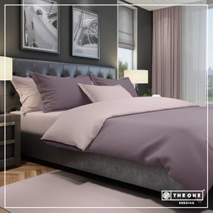Bedset classic - 100% gekamd katoen Satijn, 220 x 220 cm, 235 draden Set bevat: 1 Dekbedovertrek 220 x 220 cm & 2 Kussens klassiek plum 60 x 70 cm