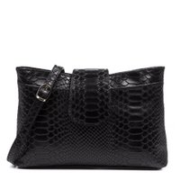 Florence Artegiani. Nola Women's shoulder bag. Genuine leather Suede engraved snake