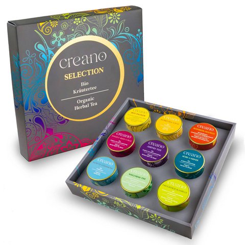 Creano organic herbal tea gift set “LOOSE TEA” - 9 different types of tea in metal cans - 122g - vegan & gluten-free - NEW 2024 *4