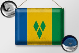 Blechschild Flagge Saint Vincent Grenadinen 40x30cm Vintage