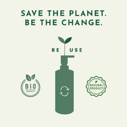 Økologisk naturkosmetik shampoo og balsam i pulverform med en refillflaske lavet af flydende træ