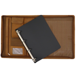 Læder skriveetui A4 - Konferencemappe - Dokumentmappe A4 - Tablet-sleeve & Laptop-sleeve - Aftageligt ringbind
