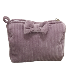 Velvet toiletry bag medium with bow 22x17cm lavender