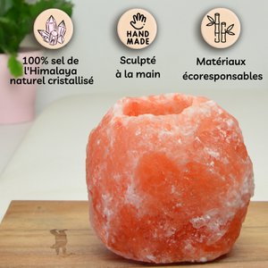 Himalayan salt candle holder - For CHAUTER CHAUTER - RADS 500G format - Gift idea - Original decoration object