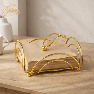 Gold Napkin Holder – Gauge Iron Arm – Golden Finish