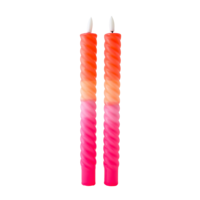LED Swirl Kaars Pink Orange - Set of 2