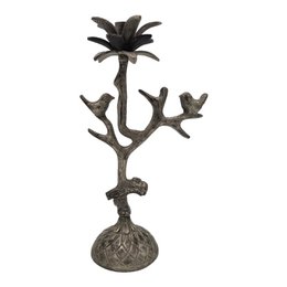 Candelero - Pájaro - Plata Antigua