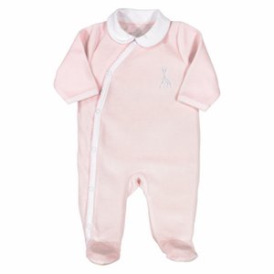 Sophie the giraffe playsuit with collar velvet pink 0M-50cm