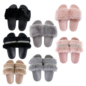 Damen Hausschuhe mit Fell » Damenschuhe mit Kunstfell » Badeschuhe » Sommer Badelatschen » Schlappen & Garten Schuhe » Pantoffeln mit Kunstpelz
