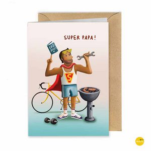 wenskaart Super papa! (gevouwen kaart)
