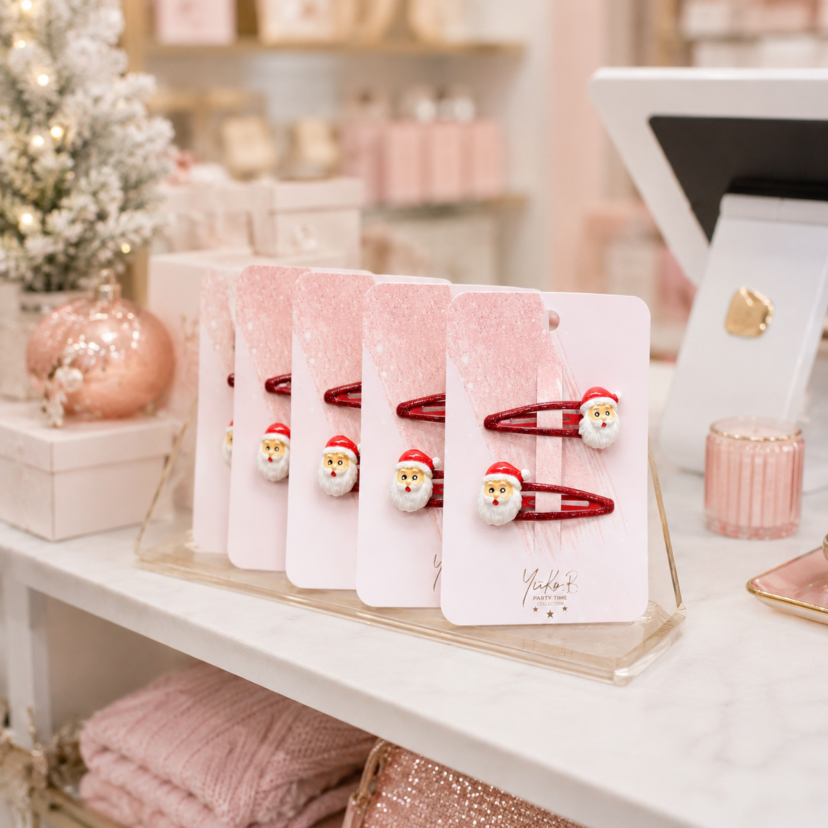 Christmas themed hair clips - Father Christmas