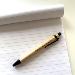  Wooden bamboo pens with "Thank you for your efforts!" text. Cylindrical shape, natural material, suitable for writing and office use.
