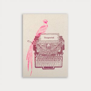Postkarte / Schreibmaschine / Congrats!