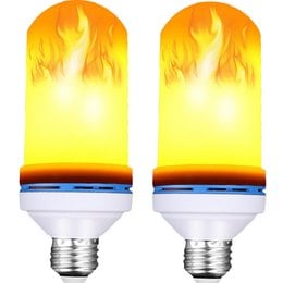 Flame-effect LED bulb with E27 base, suitable for desk lamps. Features a realistic flickering flame design in warm yellow tones.