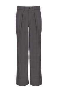 Wool trousers with front pleats in brown Prince of Wales check Made in Italy