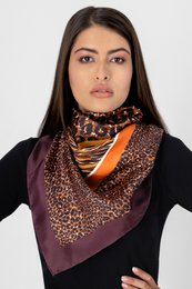 Estampado Animal - Marrón-Ladrillo - 90*90 cm - Sarga 100% Seda