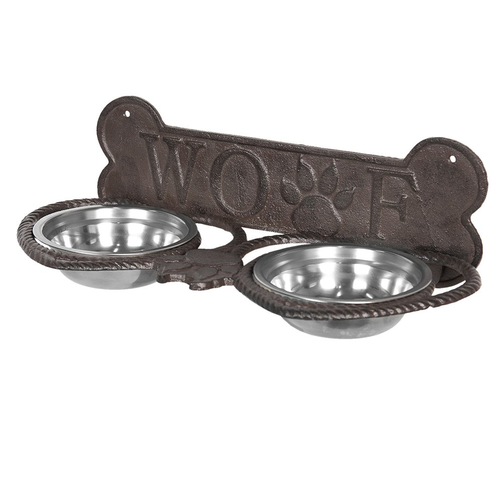 Voerbak hond 39x18x12 cm Bruin IJzer Hondenbot Voerbak Kat