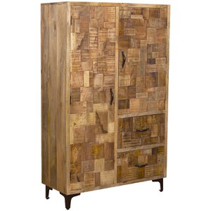 HOLZSCHRANK 2 TÜREN+2 SCHUBLADEN NATURGRIFF 100X40X160CM ST37099