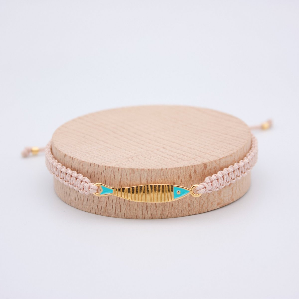 MAGDALENA colorful macrame bracelet with golden fish charm