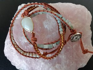 Wickelarmband Amazonit mit drei Wicklungen