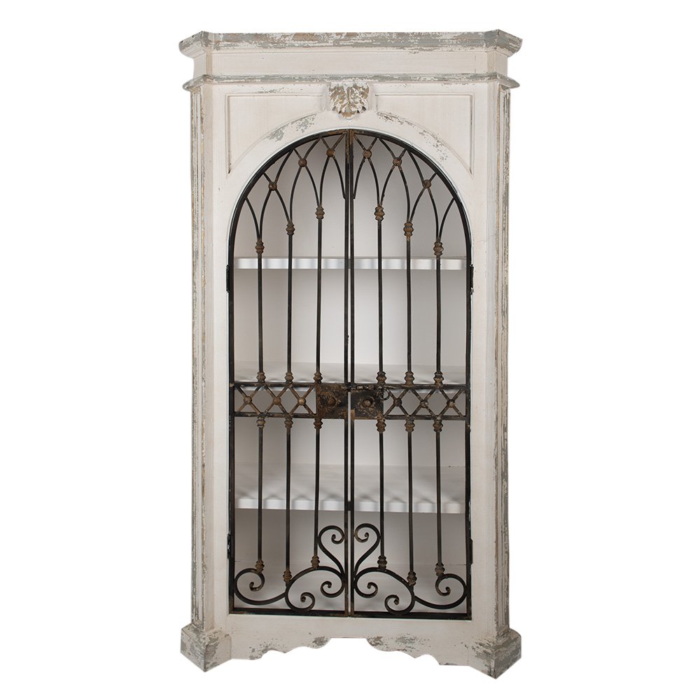 Kast Beige Zwart, Hout en Metaal 102x42x190 cm