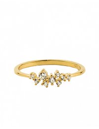 Delicate gold-toned ring with a cluster of sparkling cubic zirconia stones, perfect for stacking or wearing alone.
