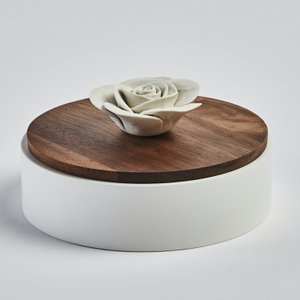 Decorative wooden box decorated with a ceramic flower-GABI