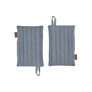 Gestreifter Denim-Topflappen – 2er-Set