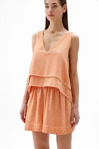 Orange Tank Blouse (3218) 30% linen 70% cotton