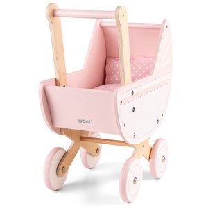 Wooden Doll Carriage with Duvet